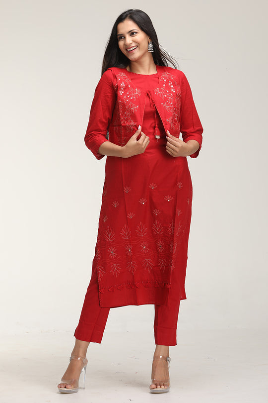 Black Rayon Printed Kurti Pant Set with Short Shrug – Meena Bazaar